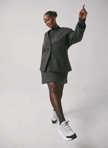 Zizzi Kort skjørt med A-utskjæring, Dark Grey Melange, Image image number 0