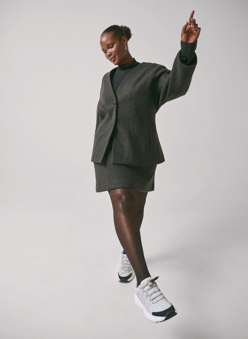 Kort skjørt med A-utskjæring, Dark Grey Melange, Image image number 0