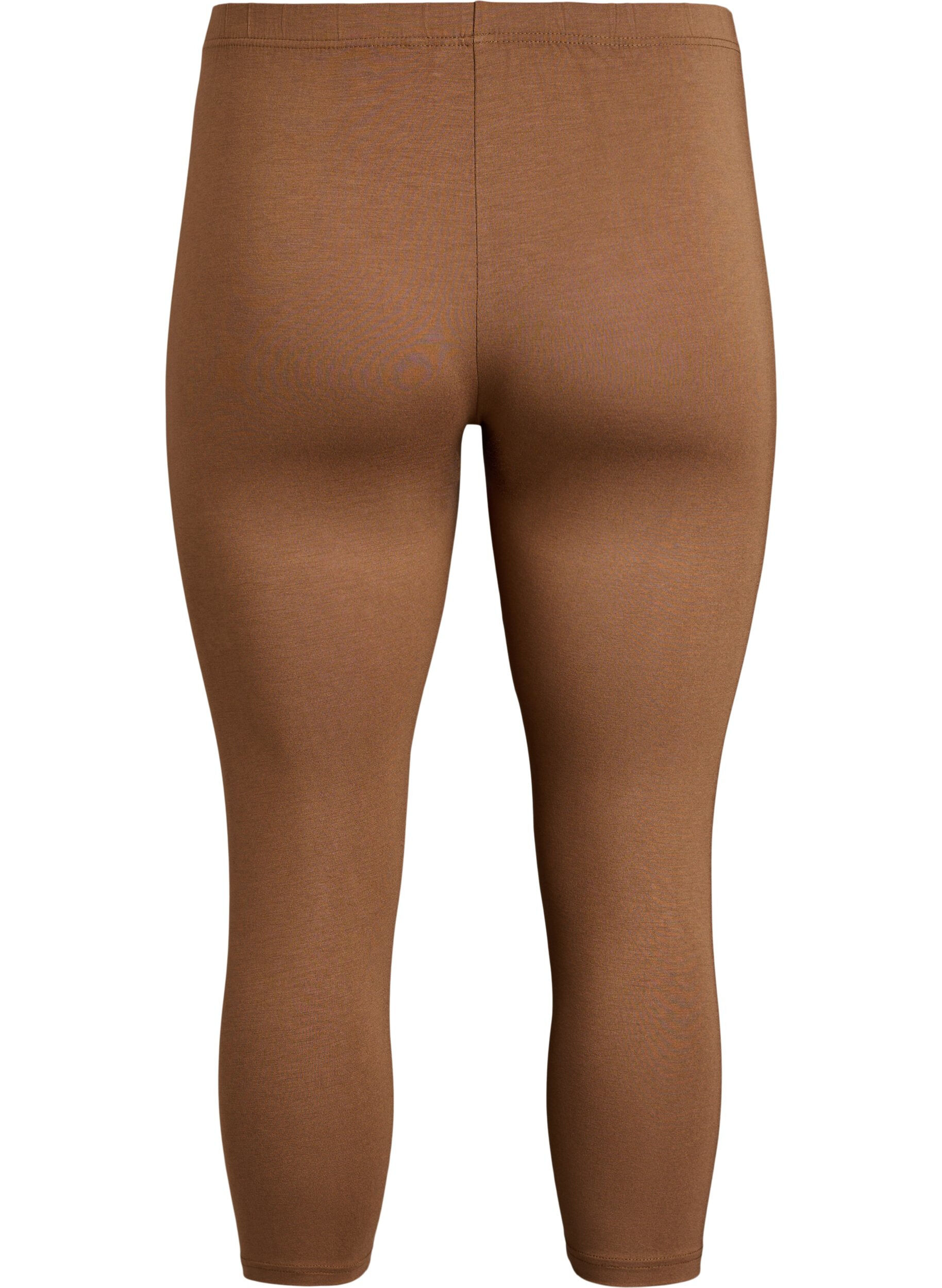 ZizziBasisleggings i viskose med 3/4-lengde, Brun, Packshot image number 1