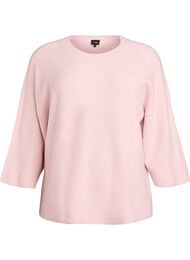 Løs strikk med 3/4-ermer, Rosa