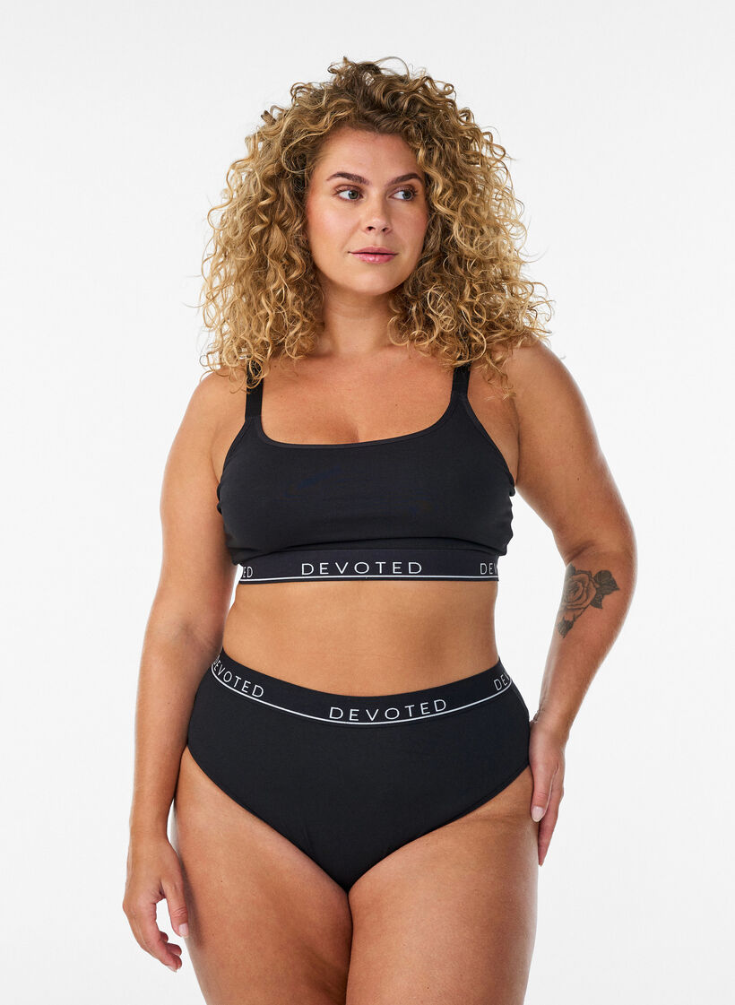 BH-topp i bomull med justerbare stropper, Svart, Model image number 1