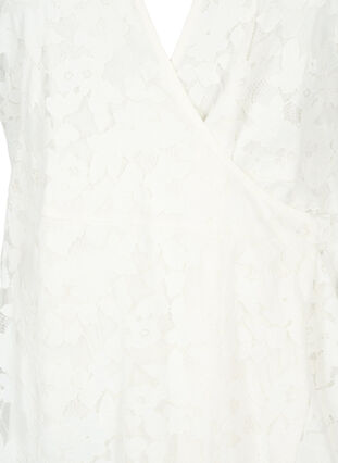 Omslagskjole med blonder og korte ermer, Bright White, Packshot image number 2