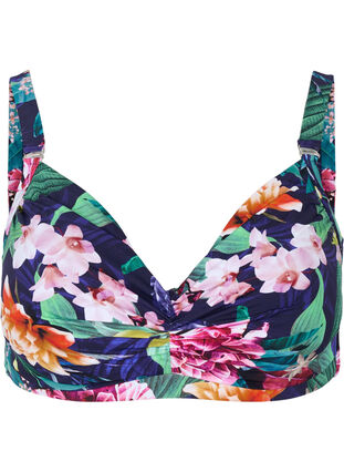 Blomstrete bikinitopp med bøyle, Flower Print, Packshot image number 0