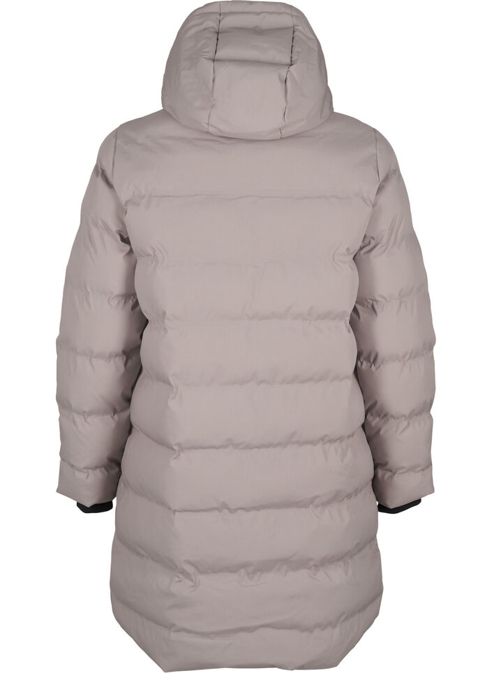 Pufferjakke med hette og lommer, Beige, Packshot image number 1