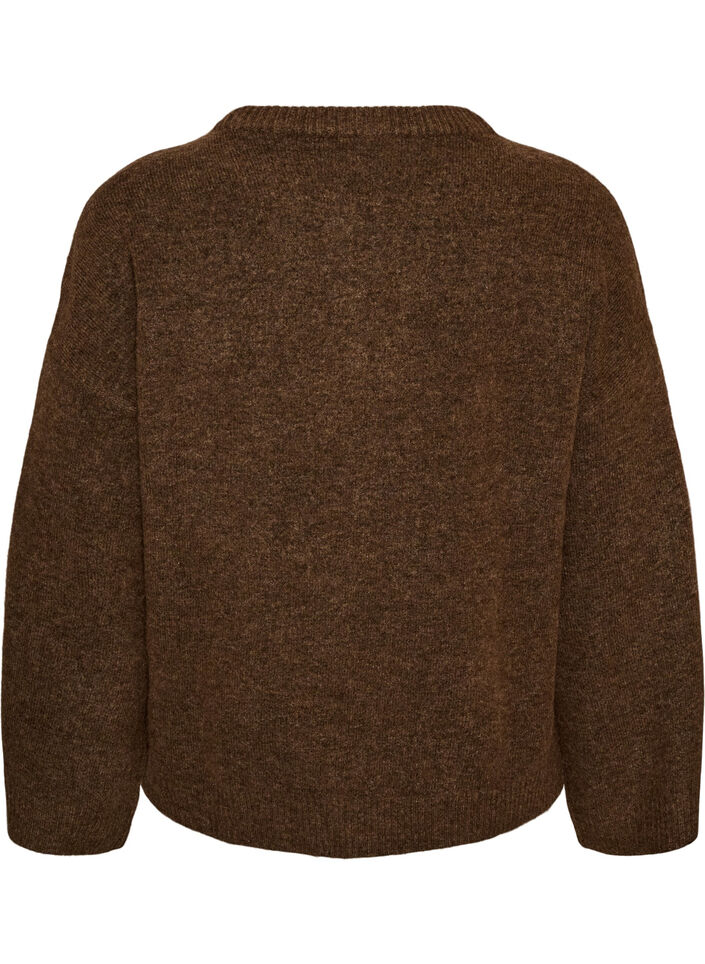 L&oslash;s strikkebluse med alpakka og ull, Brun, Packshot image number 1