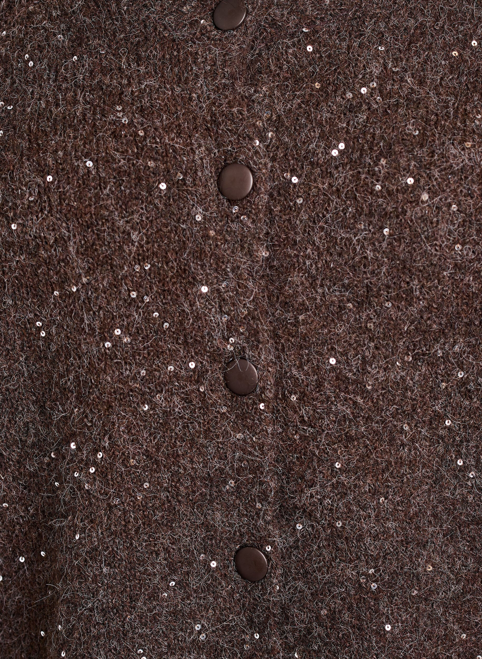 Zizzi Strikkekardigan med paljetter, Brun, Packshot image number 2