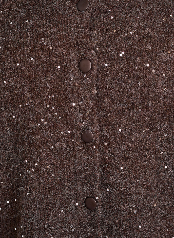 Strikkekardigan med paljetter, Brun, Packshot image number 2