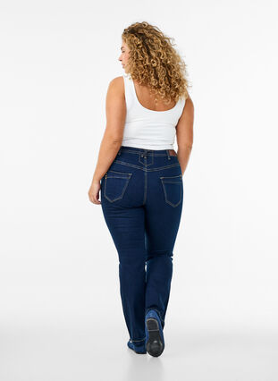 Zizzi Slim fit Vilma jeans med høyt liv, Dk blue rinse, Model image number 2