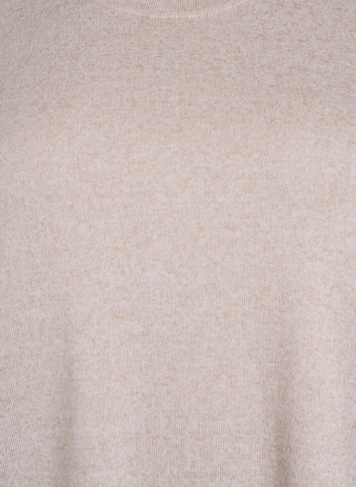 Bluse med knappedetaljer og korte puffermer, Beige, Packshot image number 2