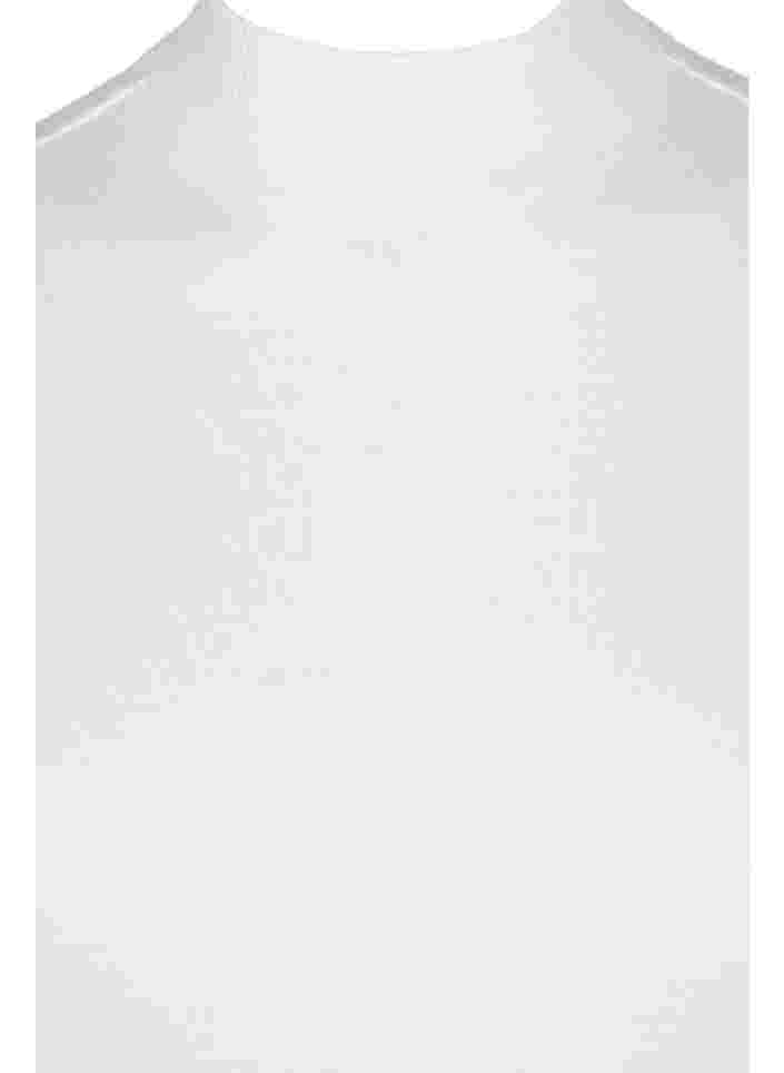 Høyhalset topp i bomull med ribbet struktur, Bright White, Packshot image number 2