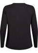 Ensfarvet bluse med lange ermer, Svart, Packshot image number 1