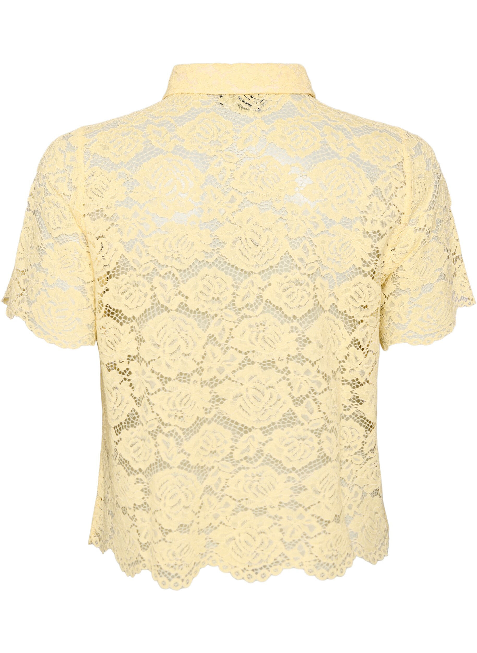ZizziSkjortebluse i blonde med perleknapper, Gul, Packshot image number 1