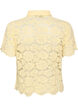 Skjortebluse i blonde med perleknapper, Gul, Packshot image number 1