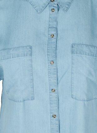Kortermet skjorte med brystlommer, Light blue denim, Packshot image number 2
