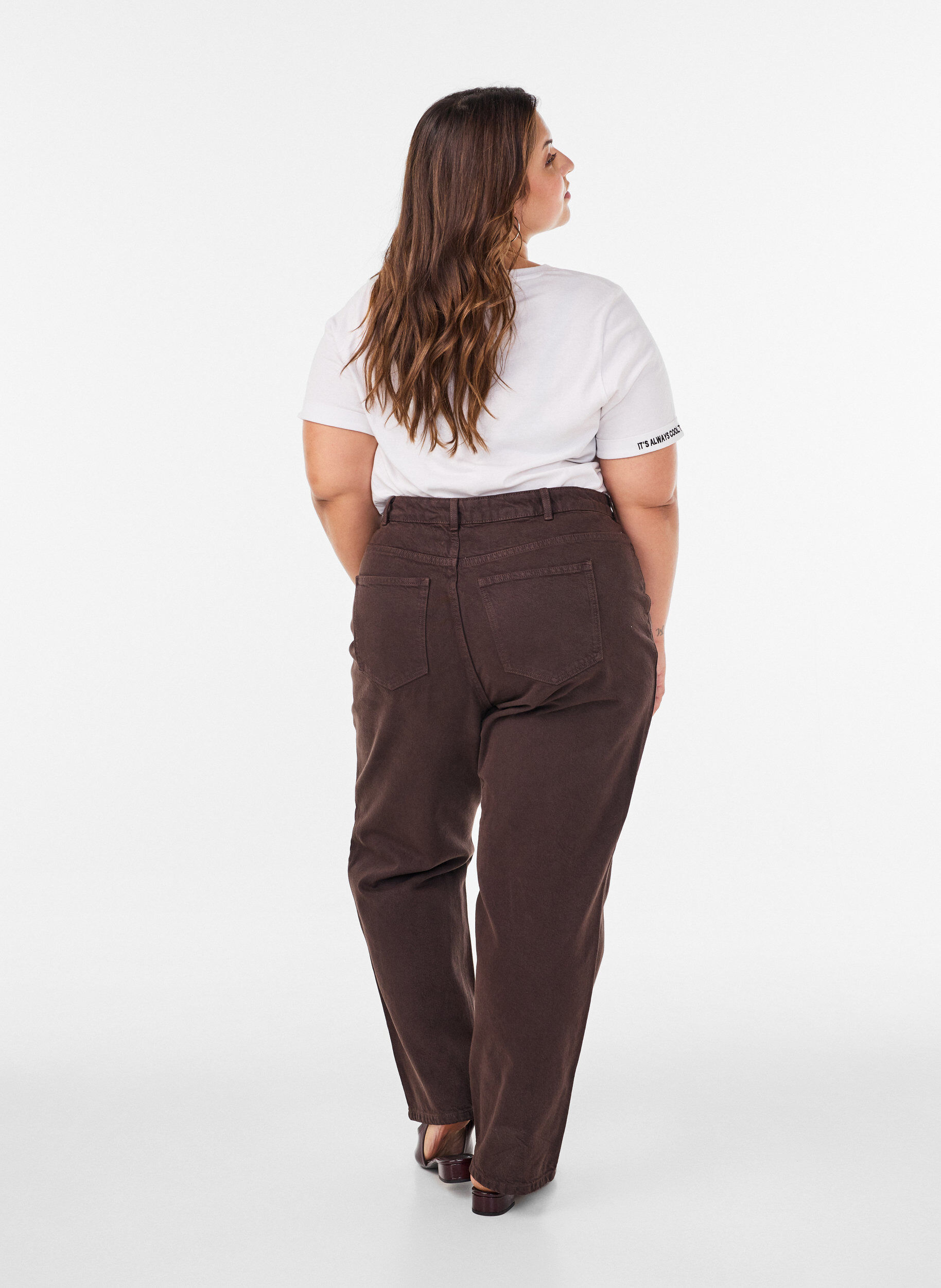 ZizziT-skjorte i bomull med tekstbroderi, Hvit, Model image number 2