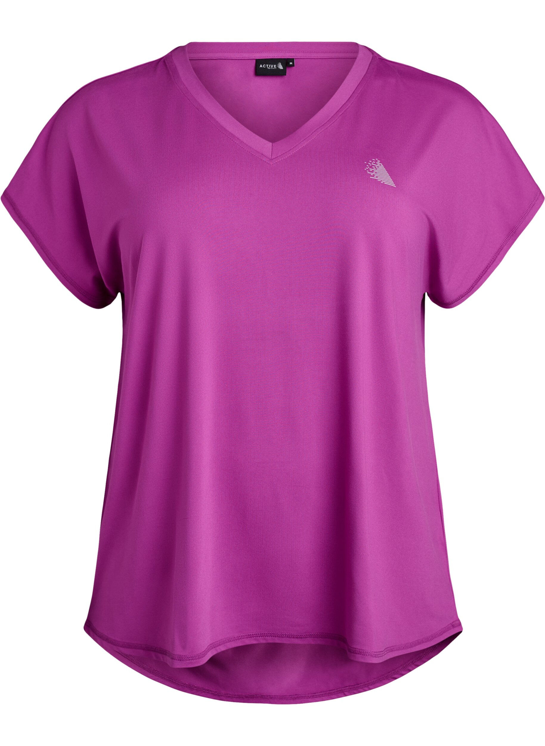 ZizziKortermet trenings-t-skjorte med v-hals, Lilla, Packshot image number 0