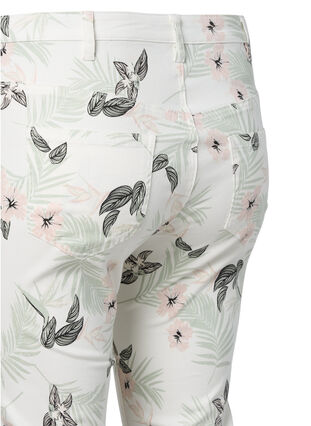 Caprijeans med blomstermønster og høyt liv, White Flower AOP, Packshot image number 3