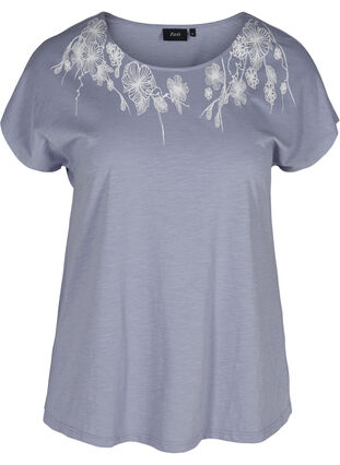 T-skjorte i bomull med mønster øverst, Silver Bullet FLOWER, Packshot image number 0