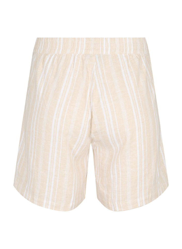 Stripete shorts i en blanding av lin og viskose, Beige, Packshot image number 1