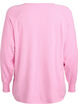 Strikkebluse med rund hals og strikket m&oslash;nster, Rosa, Packshot image number 1