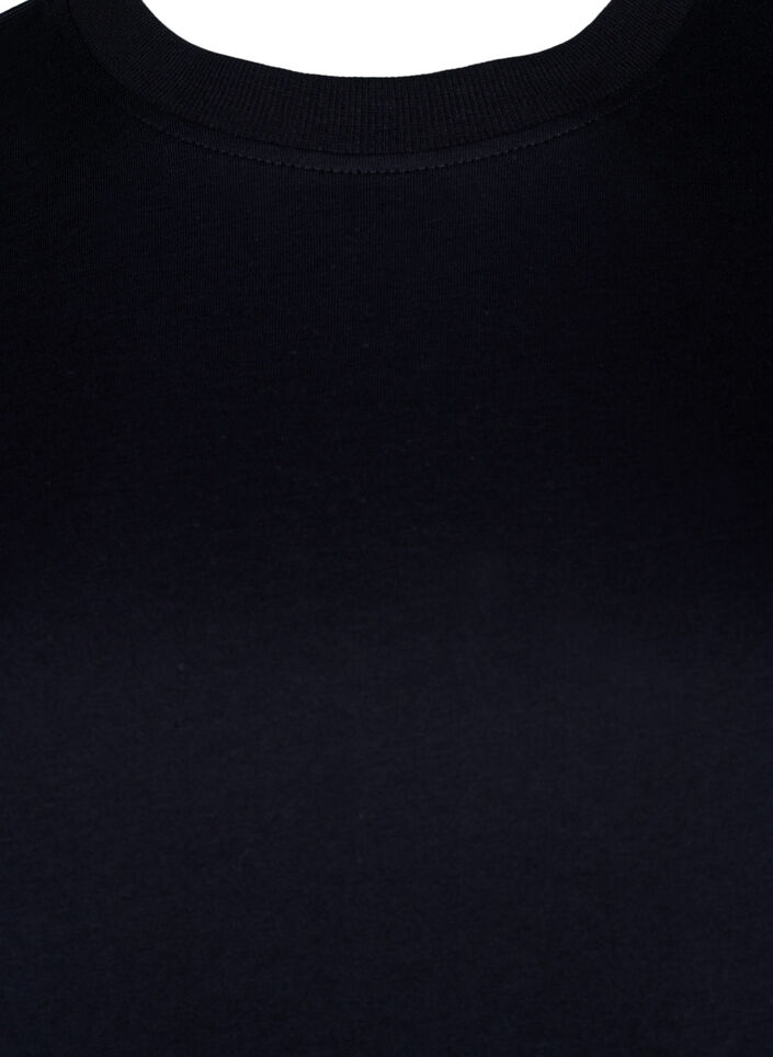 Basic T-skjorte i bomull med rund hals, Svart, Packshot image number 2