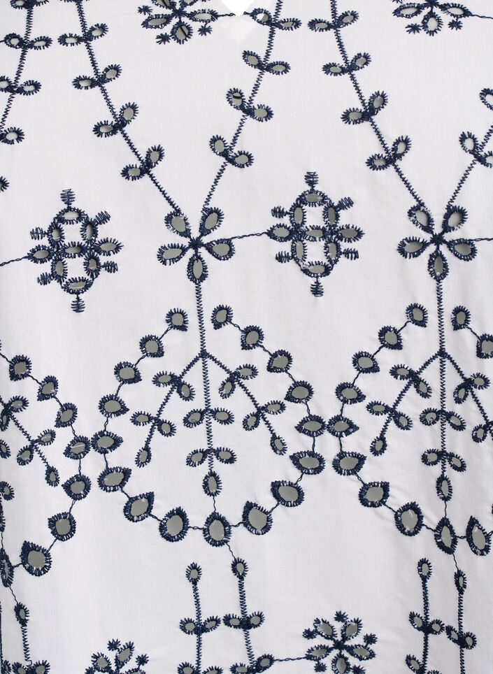 Kjole med kontrastfarget engelsk broderi, White w. Navy Blazer, Packshot image number 2