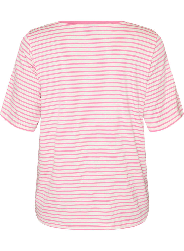 T-skjorte med TENCEL&trade; Lyocell og striper, Rosa, Packshot image number 1