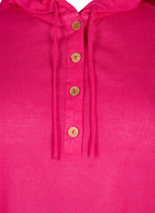 Tunika med hette i bomull og lin, Bright Rose, Packshot image number 2