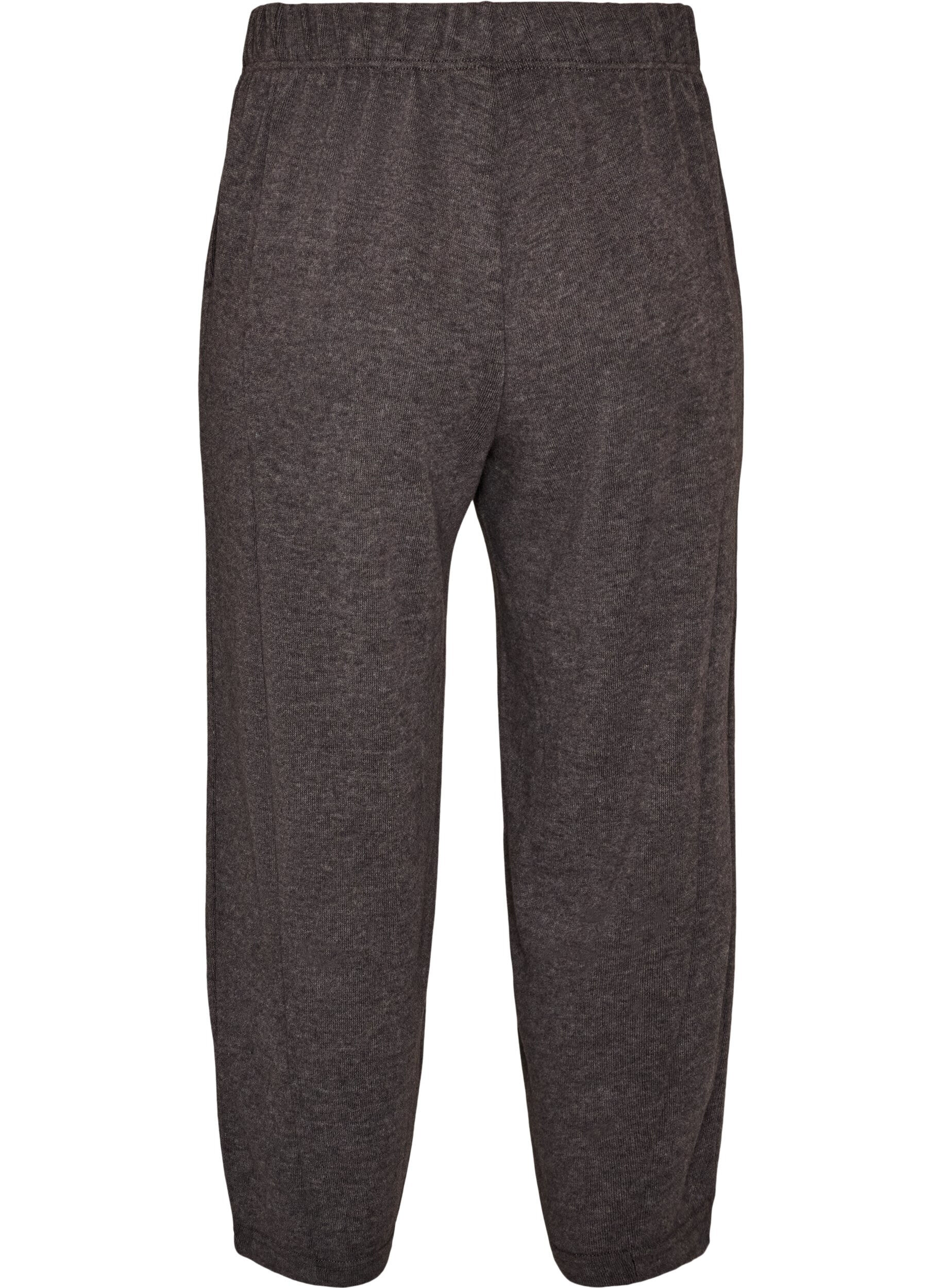 ZizziJerseybukser med barrel fit og h&oslash;y midje, Gr&aring;, Packshot image number 1