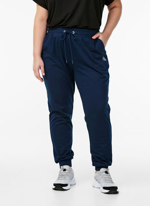 Zizzi Ledig joggedressbukse med lommer, Blå, Model image number 2