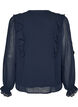 Gjennomsiktig bluse med volanger og knyte-lukking, Bl&aring;, Packshot image number 1