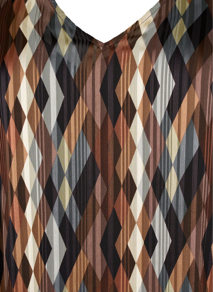 Langermet kjole med V-hals og print, Earthy Zig Zag, Packshot image number 2