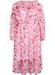 Chiffonkjole med blomsterprint, volanger og lange ermer, Rosa, Packshot image number 0