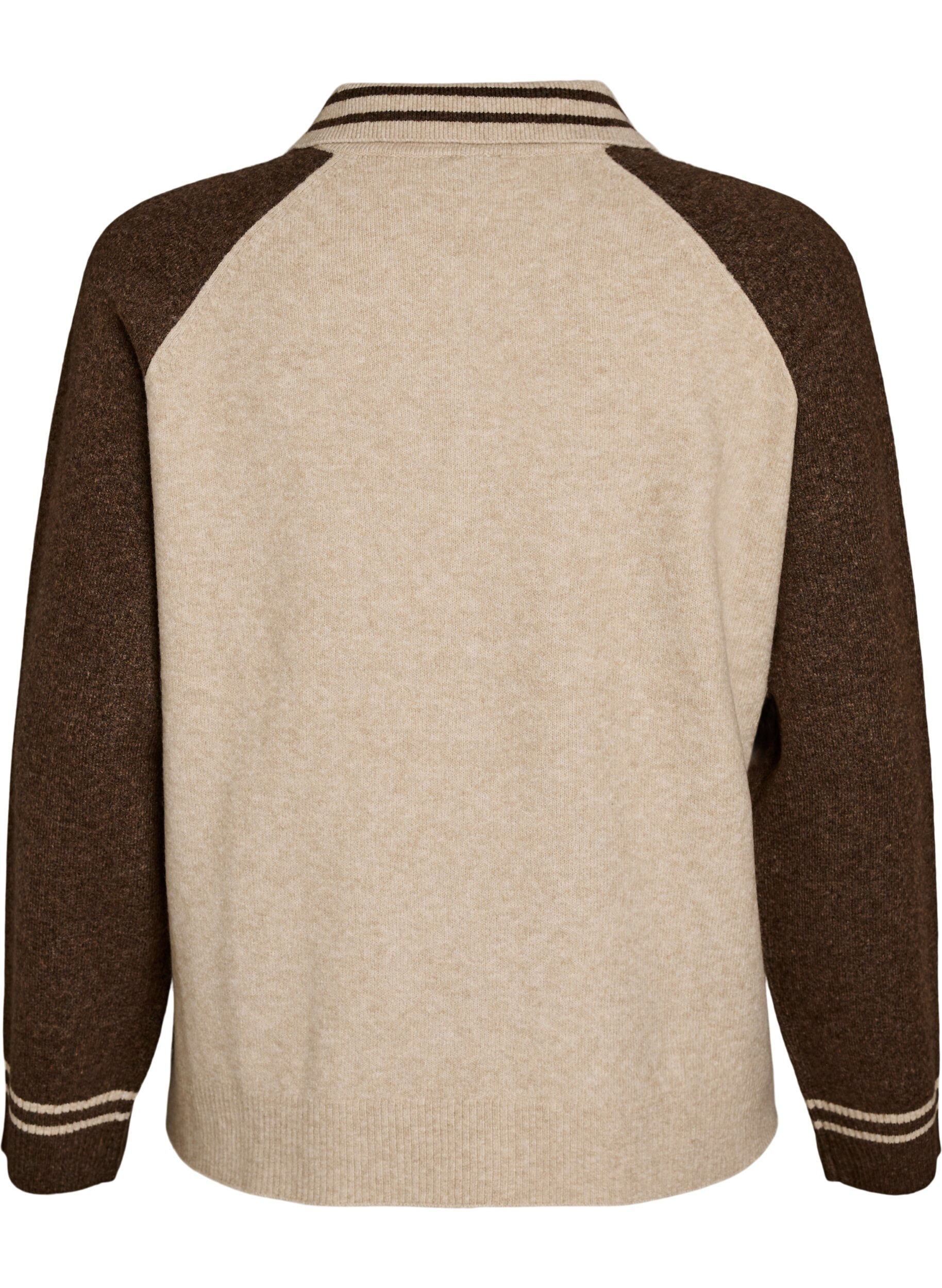 ZizziCardigan med kontrasterende ermer og krage, Beige, Packshot image number 1