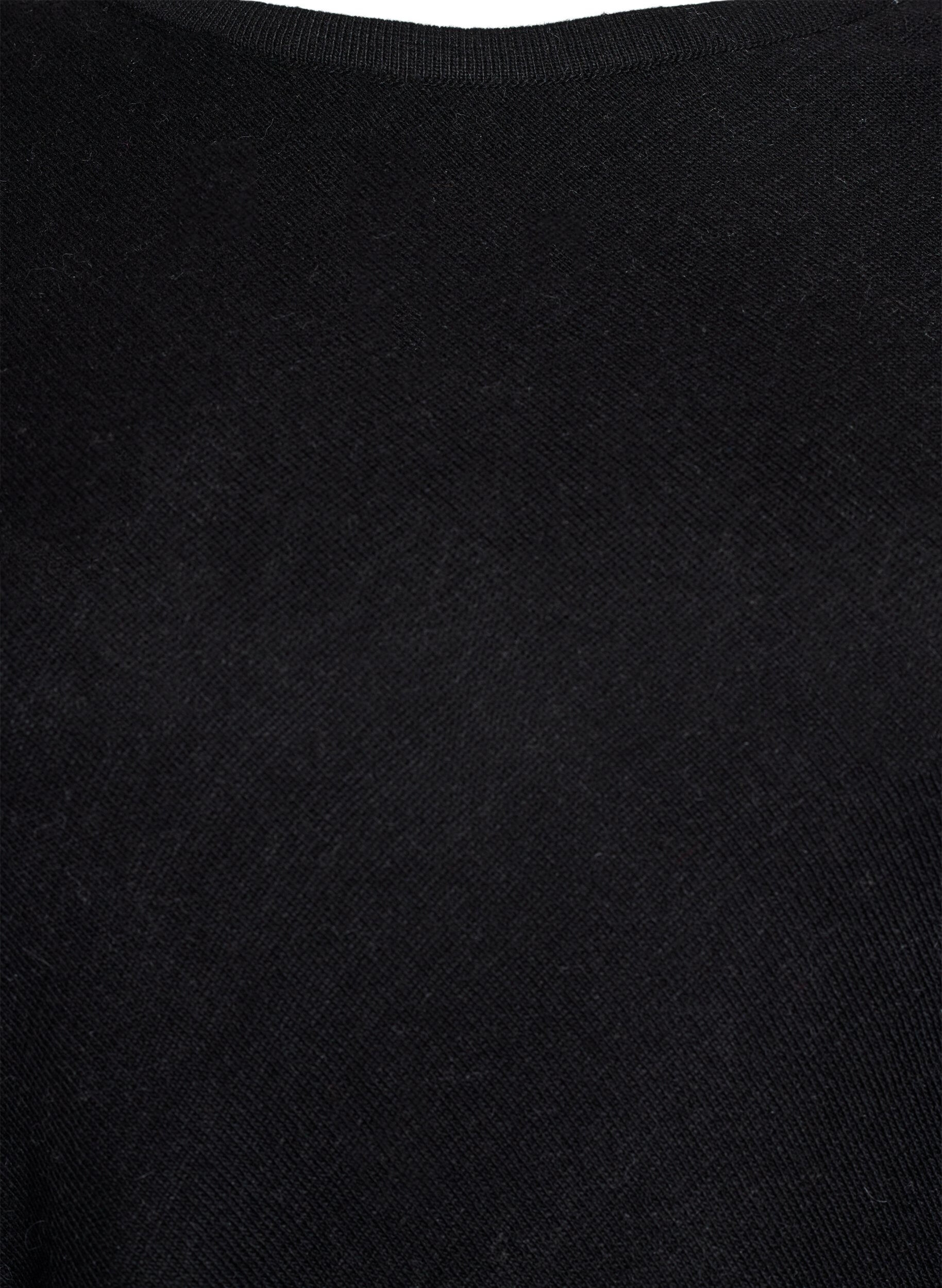 ZizziFinstrikket poncho, Svart, Packshot image number 2