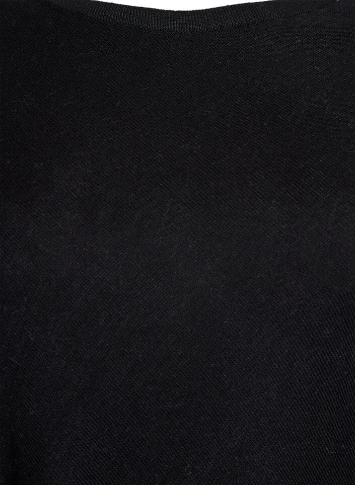 Finstrikket poncho, Svart, Packshot image number 2