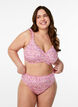Blomstret tai bikini truse med rynket kant, Rosa, Model image number 0