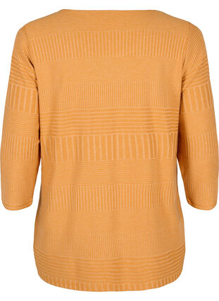 Zizzi Bluse med 3/4-ermer og stripemønster, Sudan Brown Mel., Packshot image number 1