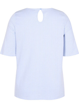Stripete bluse med 3/4-ermer, Lavender L Stripe, Packshot image number 1