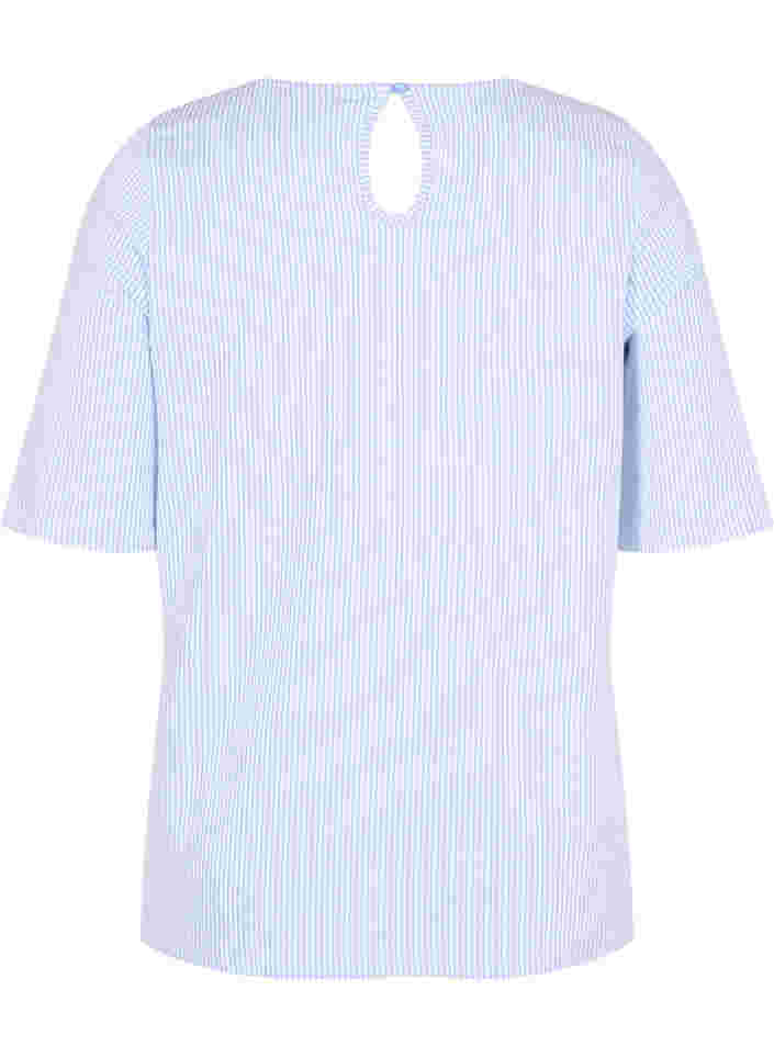 Stripete bluse med 3/4-ermer, Lavender L Stripe, Packshot image number 1
