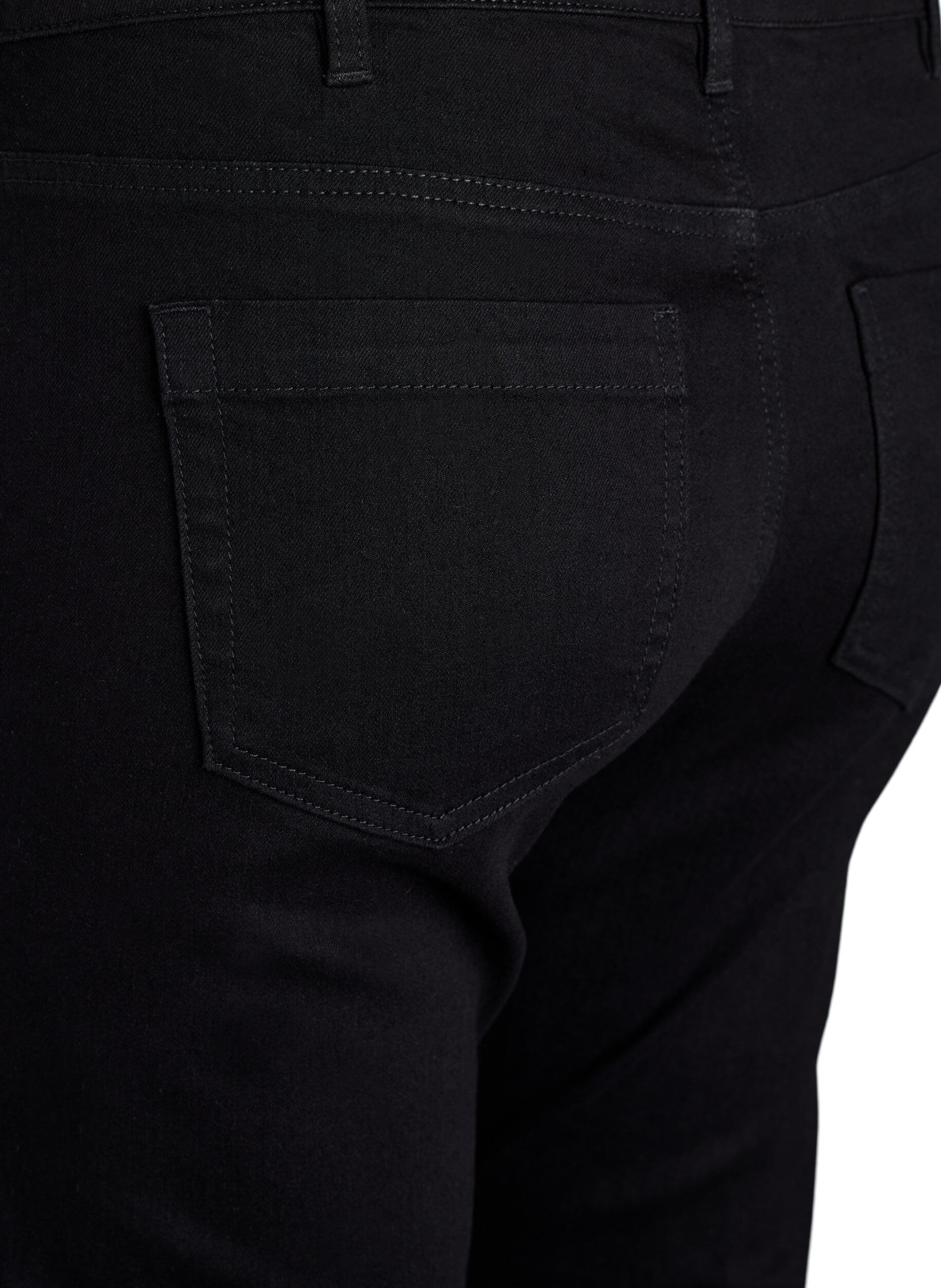 Zizzi Emily jeans i smal passform og normalt h&oslash;y midje, Svart, Packshot image number 3