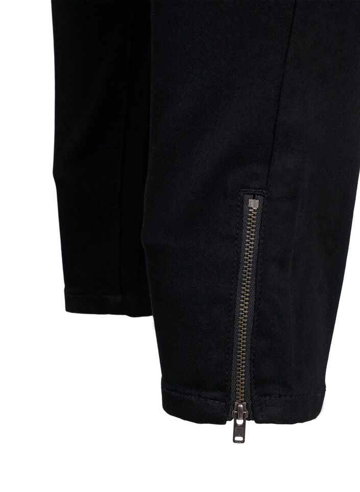 Cropped Amy jeans med glidel&aring;s, Svart, Packshot image number 3