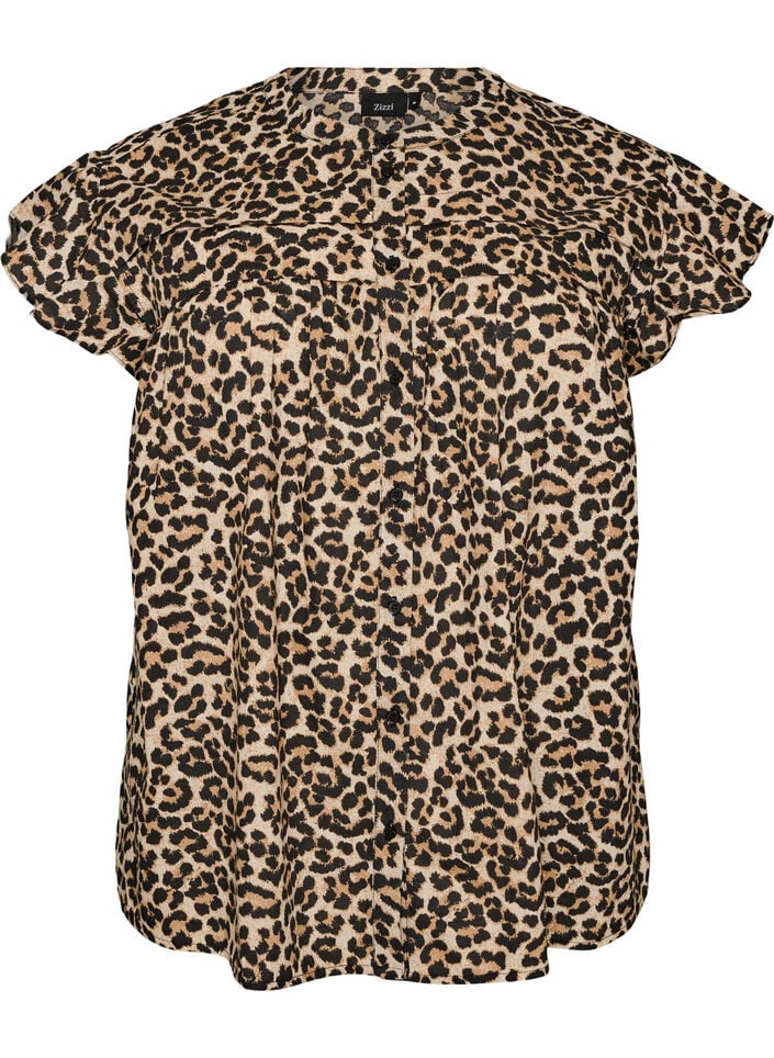 Ermel&oslash;s A-linje bomullsskjorte bluse, Brun, Packshot image number 0