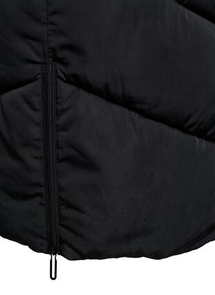Zizzi Lang pufferjakke med hette og lommer, Black, Packshot image number 3