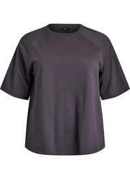 Jerseybluse med 1/2 raglanermer, Asphalt