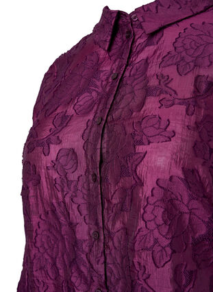 Lang jacquard skjorte, Dark Purple, Packshot image number 2