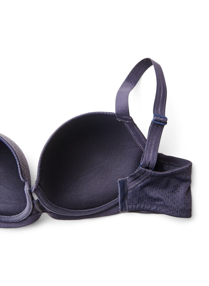 Formpresset bøyle-BH med mønster, Blå, Packshot image number 3