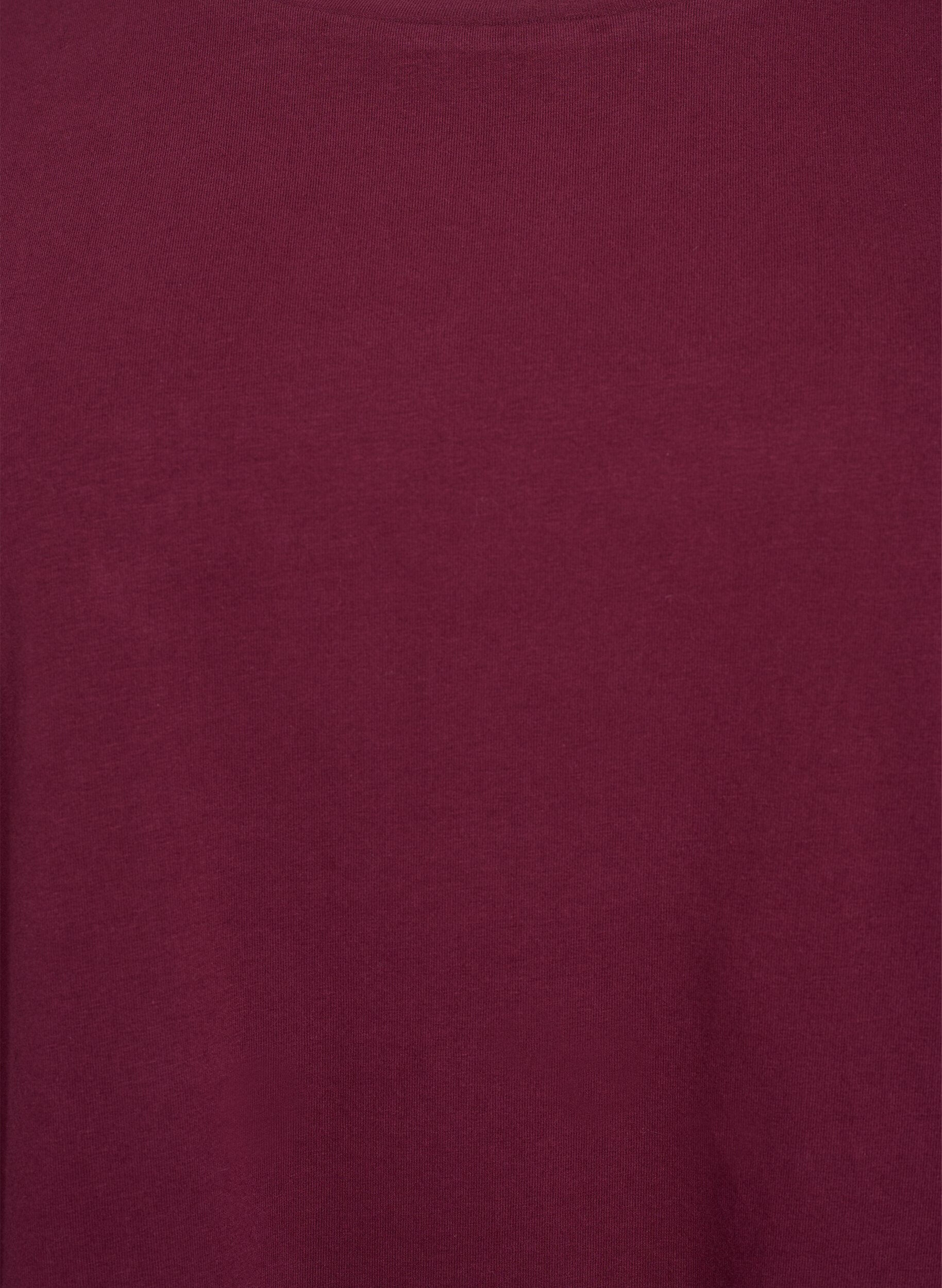 Zizzi Basis jersey bluse med lange ermer, M&oslash;rk Bordeaux, Packshot image number 2
