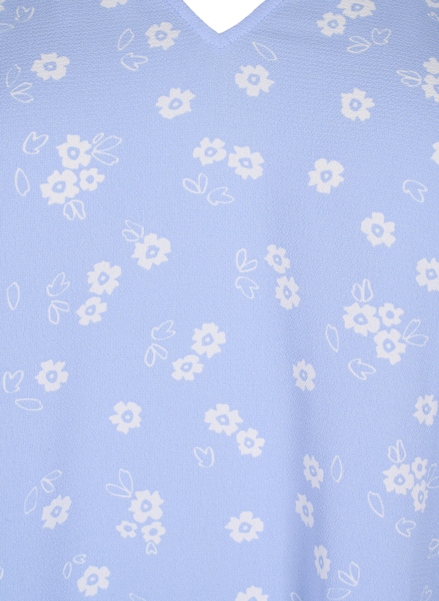 Zizzi Blomstret topp med V-hals, Serenity Flower AOP, Packshot image number 2