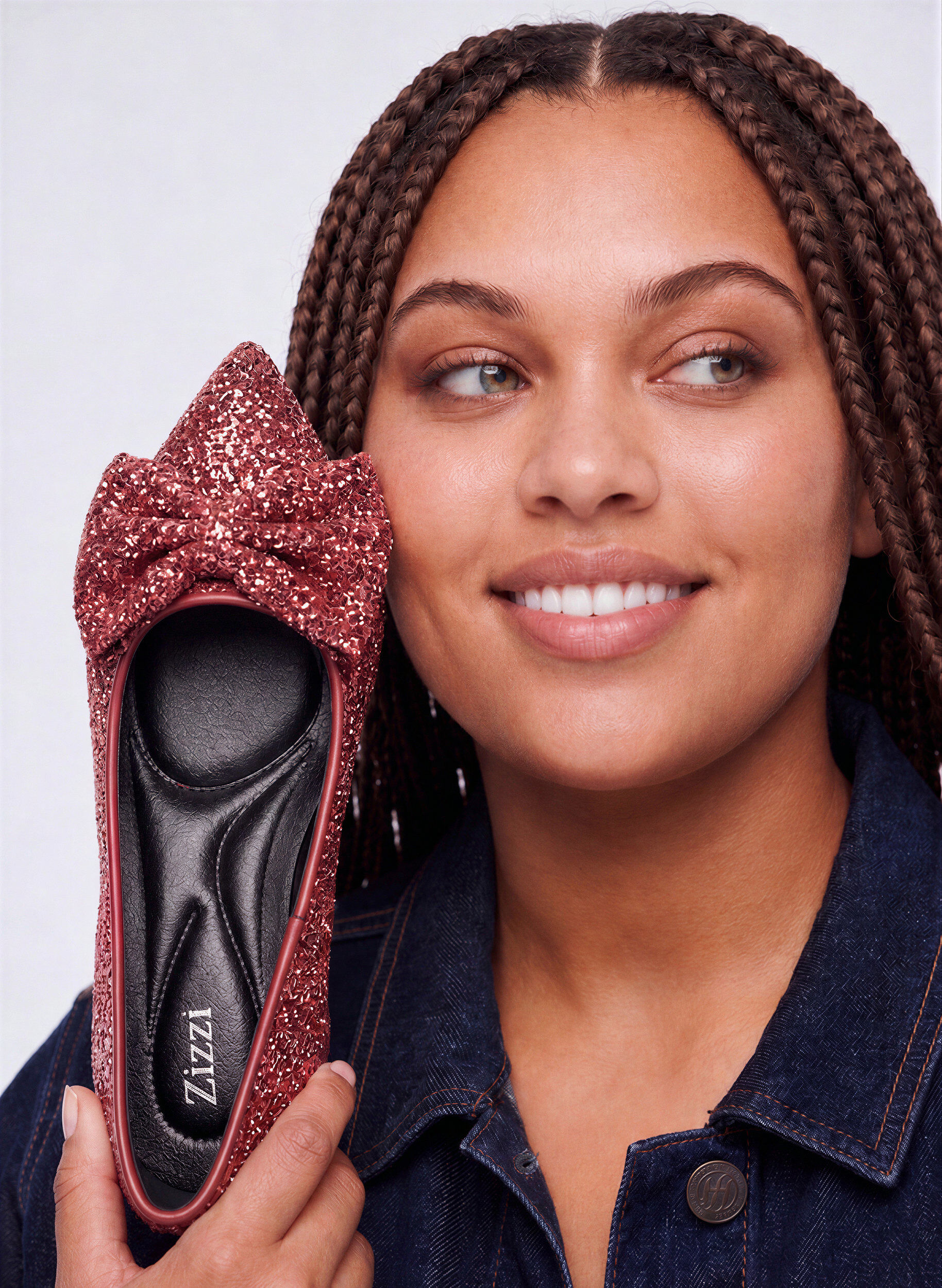 Extra Wide Fit - Glitterpumps med sl&oslash;yfe
